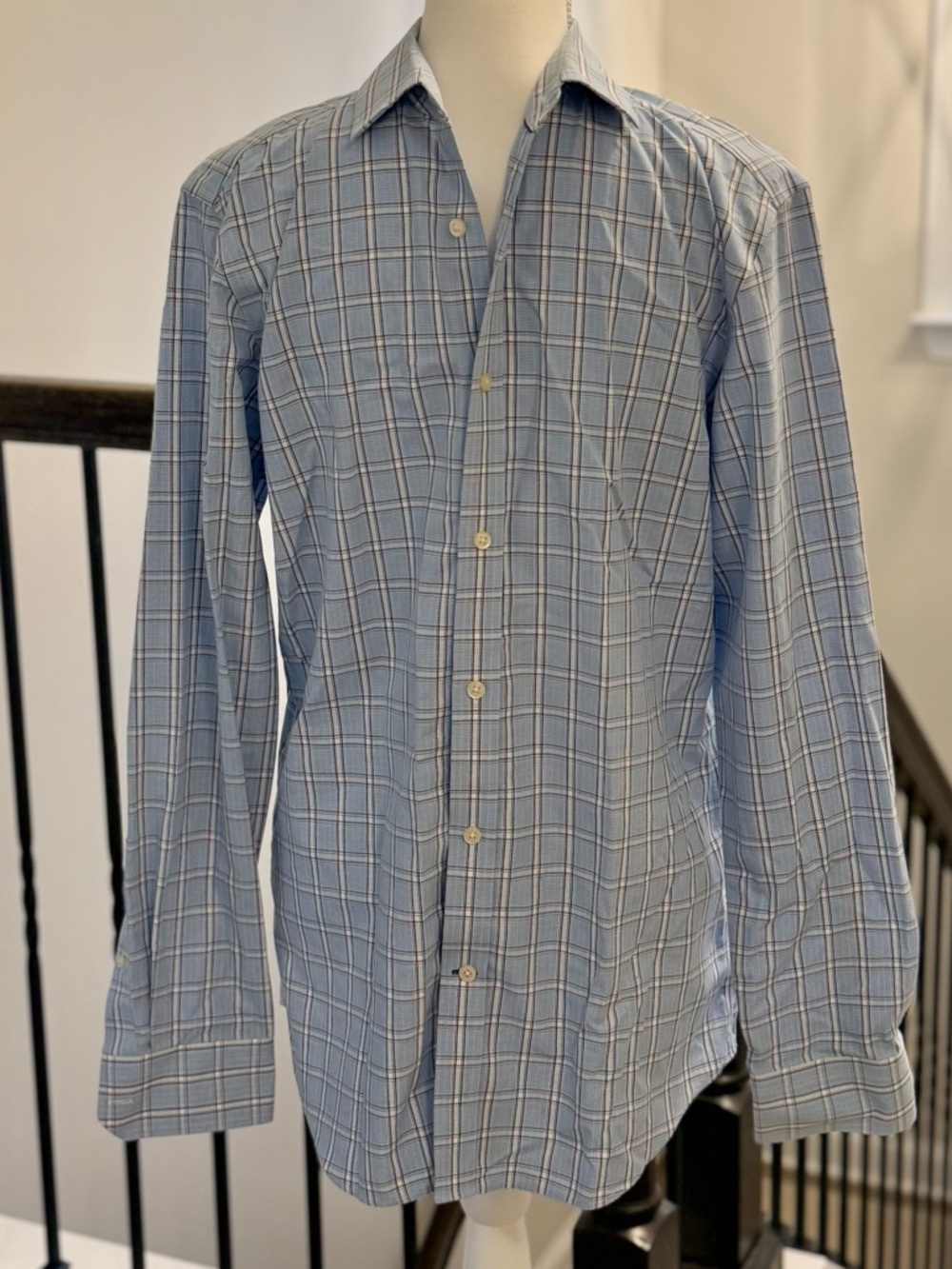 Banana Republic Light Blue Plaid Button-Down Shirt